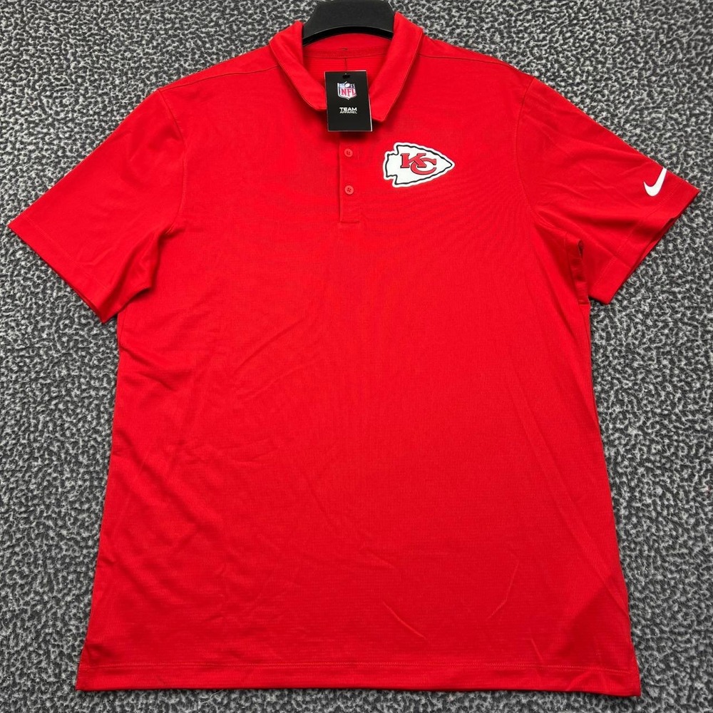 Nike Dri-Fit Polo Shirt Men Large Red Kansas City Chiefs‎ NFL Short Sleeve New L